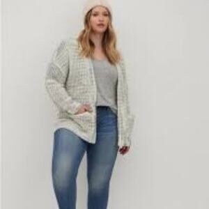 TORRID COCOON CARDIGAN GREY WHITE PLUS SIZE WOMEN SWEATER 2 OR 2X